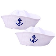 PARTYHAE 正宗海軍帽 藍色船錨, 藍色 + 白色, 2個