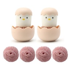 아바드 병아리 수세미 섬유 볼브러쉬 핑크 커플세트, 1세트