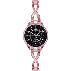 SPACE SHIELD 智慧型手錶鑽石金屬鏈錶帶+防摔保護套, 玫瑰粉, 1組