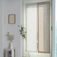 Nabisongil 亞麻遮光簾 穿桿式 2件組, 白色, 燕麥色