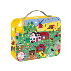 Janod 厚片拼圖 農場找一找 主題式場景 精美硬質手提式盒 暗釦設計 方便收納攜帶, 1盒, 24片