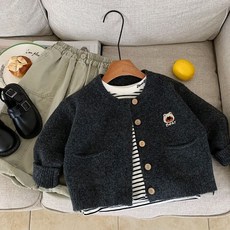 Arbe 兒童炭灰熊開襟衫