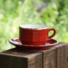 Apilco Flora巧克力杯+茶匙組, 紅色, 1組