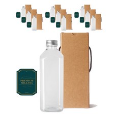 方形荷蘭PET容器1000+鋁蓋+盒子+N5貼紙套組, 10組