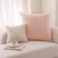 FORHOME 手工摩卡亞麻大型靠墊套 不含枕芯, 復古粉