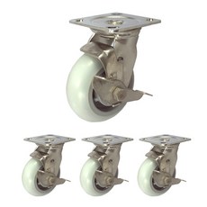 MASTER. S 不鏽鋼重型用腳輪 DS 3350 ELP-BK 5 重型不鏽鋼 靜音 軸套 白色 平板 B/K BK, 4個