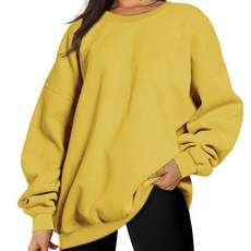 피어니스트 여성용 심플 라운드 오버핏 무지 긴팔 맨투맨