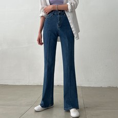 女款魔術壓線內鬆緊帶靴型丹寧褲 79960