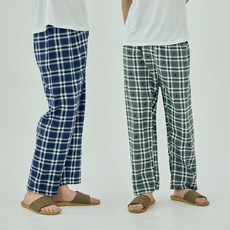 테라우드 남성용 모던체크 9부 파자마 바지 2종 세트
