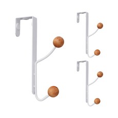 Nature Living 雙格木製門後式掛勾, 3個, 白色+木頭