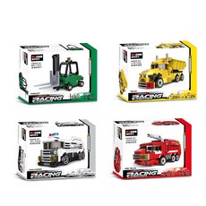 Decol BC 玩具車後衛重型設備迷你樂高兼容積木 4 件套 22031-22034, 1組, 混色