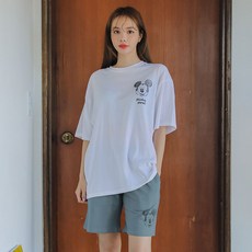 글램공감 여성용 통기성 디즈니 스케치 미키 순면 반팔 여름 홈웨어 투피스 세트