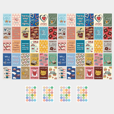 코쿠리 빈티지 감성 일러스트 벽꾸미기 엽서 30종 x 2p + 스티커 4p 세트 6W0142, 1세트, 혼합색상(엽서), 랜덤발송(스티커)