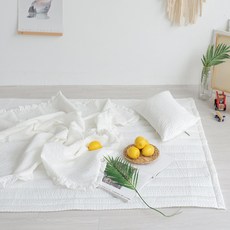 비비엔다 논슬립 밤부 시어서커 사그락 아기 여름이불세트, 화이트 솔리드