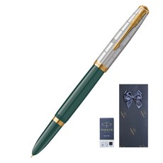 PARKER 大衣 51 高級森林綠 GT 鋼筆 + 墨盒 + 禮品套組, F, 綠色