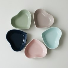 彩色心形小菜碟 5款+隨機出貨 1款, 混色, 1套