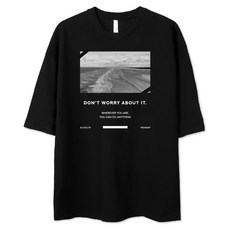 VENHIT OCEAN印花大尺碼短袖T恤, 烏黑