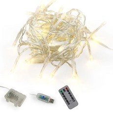 aibo 暖白八模式滿天星LED燈串附遙控器 40燈 電池款 6m, 白色, 1個