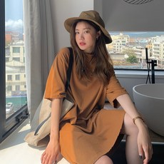 피어니스트 오버핏 래글런 미디 원피스