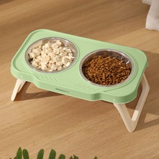 딩동펫 반려동물 하이 폴딩 더블볼 스텐 보울 식기, 그린, 1개