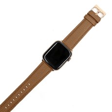 하마테 애플워치 6 5 4 3 2 SE 소프트 레더 스트랩 (38/40mm 호환 가능), 브라운, 1개