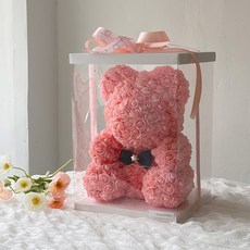 LED玫瑰熊花盒, 粉紅色