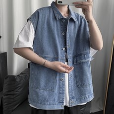 男士布魯克林基本款日常丹寧背心夾克