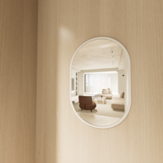 Mad 黏貼式硬質塗層簡約壓克力鏡 長橢圓形 L, 白色