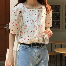 THE SIRUP 小花方領雪紡襯衫