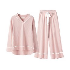 MARKET A 孕婦V領羅紋長袖上衣+長褲