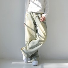 수비진 여성용 빈티지 데미지 와이드 데님팬츠 숏기장 SP