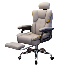 IKA 升降電競辦公椅 帶腳拖 + 頭枕款, 灰色