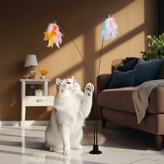 레토 고양이 2in1 낚시대 장난감 흡착판 세트 LPT-FT03, 파스텔 컬러, 1세트