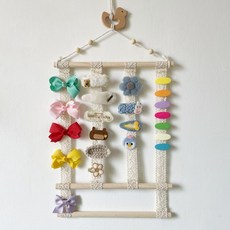 스타일플래닛 라운드랙 벽걸이 헤어핀 정리 마크라메, 베이지