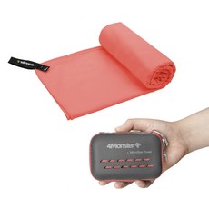 4monster 超細纖維毛巾 + EVA收納盒套組 S號, 印度珊瑚色, 1個