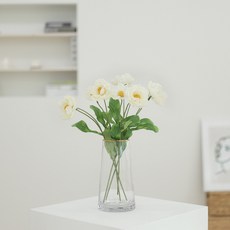 하루의공간 조화 모란 5p + 골드링 화병 세트, 화이트, 1개