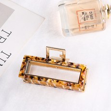 수스다 빅사이즈 사각 마블링 레오파드 메탈 프레임 반 올림머리 집게핀 186