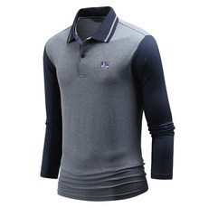 DAKUANG 男款襯衫領拼色高爾夫長袖T恤 E05P7_QL3942