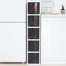 보노하우스 모던틈새슬림서랍장 5단, 다크투명