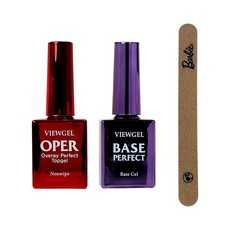 VIEWGEL 基礎美甲凝膠+彩色美甲凝膠 10ml+木質指甲銼, 頂膠+底膠+木樁, 1套