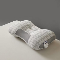 Damsoon 舒適曲線型千鳥格枕頭 800g, 1個, 灰色