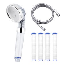 Daily Friends水壓上升3段調節蓮蓬頭+蓮蓬頭支架濾芯 4入+軟管 2m, 1套