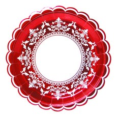 Wow Party 韓國一次性經典盤子金屬紅 23cm, 6件, 5個