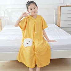 Starbean 兔子口袋彩色連帽浴袍 S, 黃色, 1個