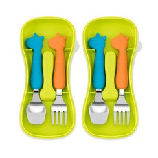 tgm 矽膠副食品湯匙+叉子組 第1階段, 綠色, 1組