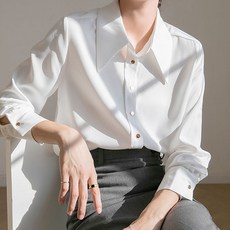 POPLAR NC 素色大翻領長袖襯衫