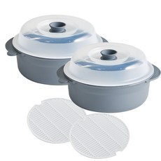 이지앤프리 스팀쿡 찜기 전자레인지용기 대 2p, 그레이, 1세트