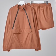 하이후 남성용 스판 더블하프 아노락 집업 + 에센셜 쇼츠 셋업 상하의 세트 HE3004