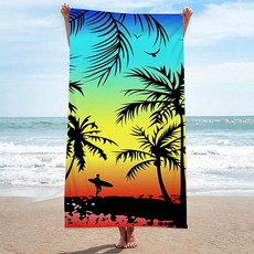 PDS Living 簡約圖案植物印花大型沙灘巾 80 x 160 cm, 15, 1個