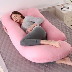 모모 임산부 입체 공학 디자인 G형 바디필로우 쿠션 베개, 핑크